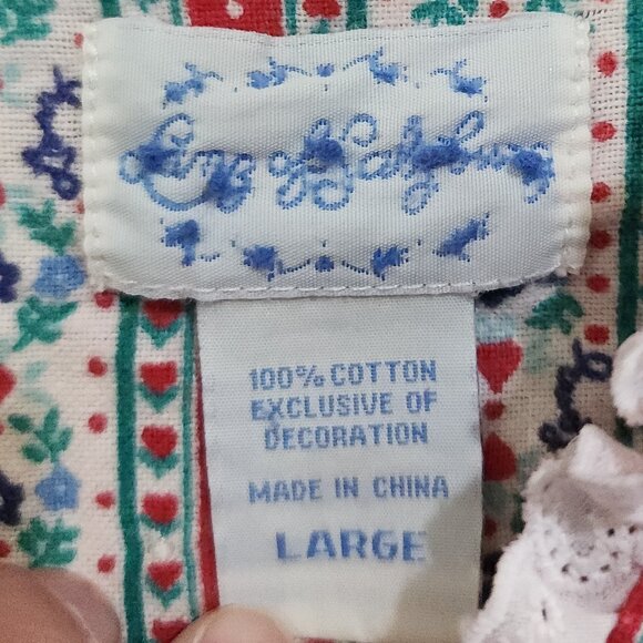 Vintage Grannycore Cottagecore Lace Collar Striped Nightgown Large - Picture 13 of 13